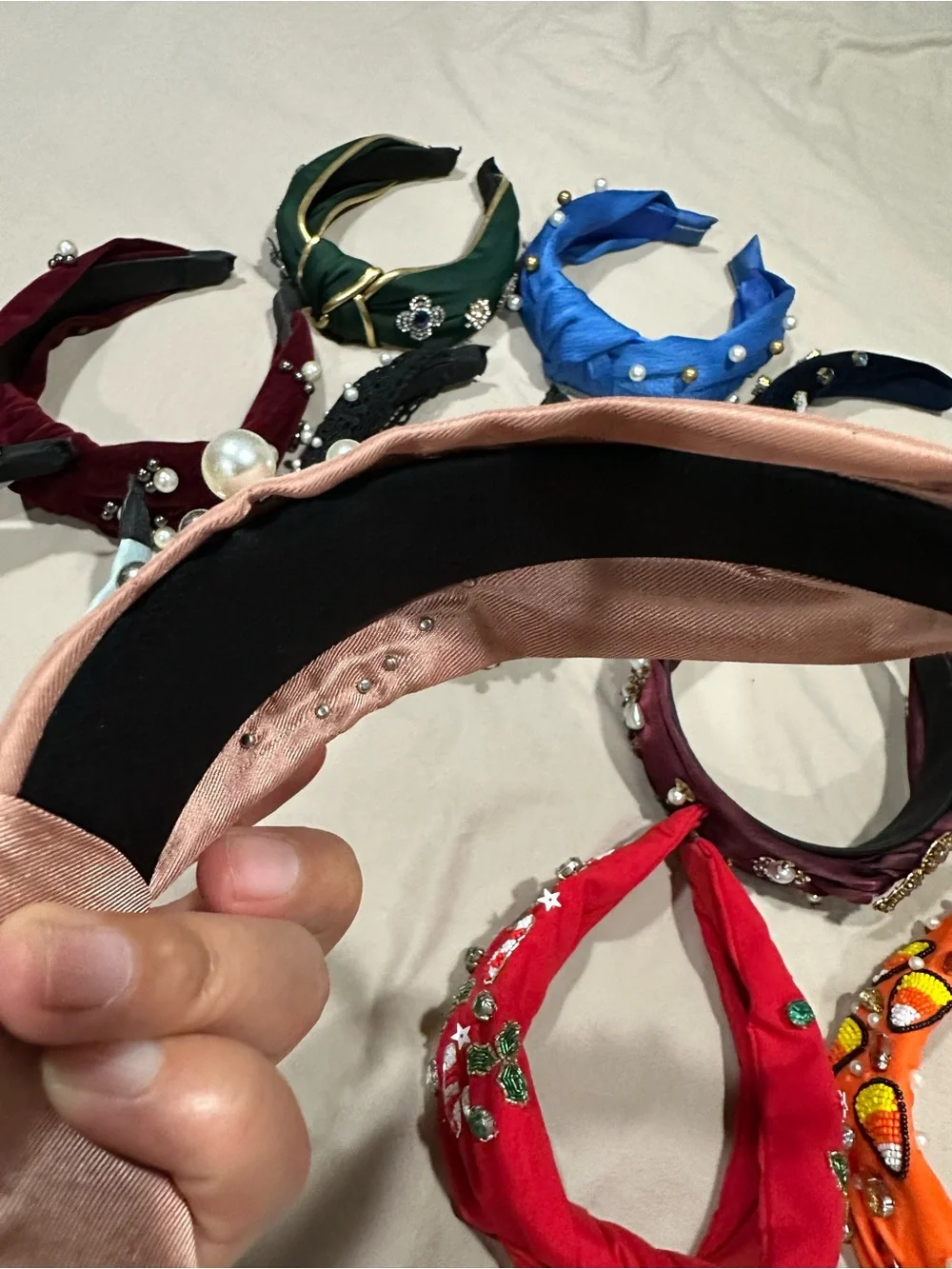 Women’s Red Embellished Knot Headband - Unbranded